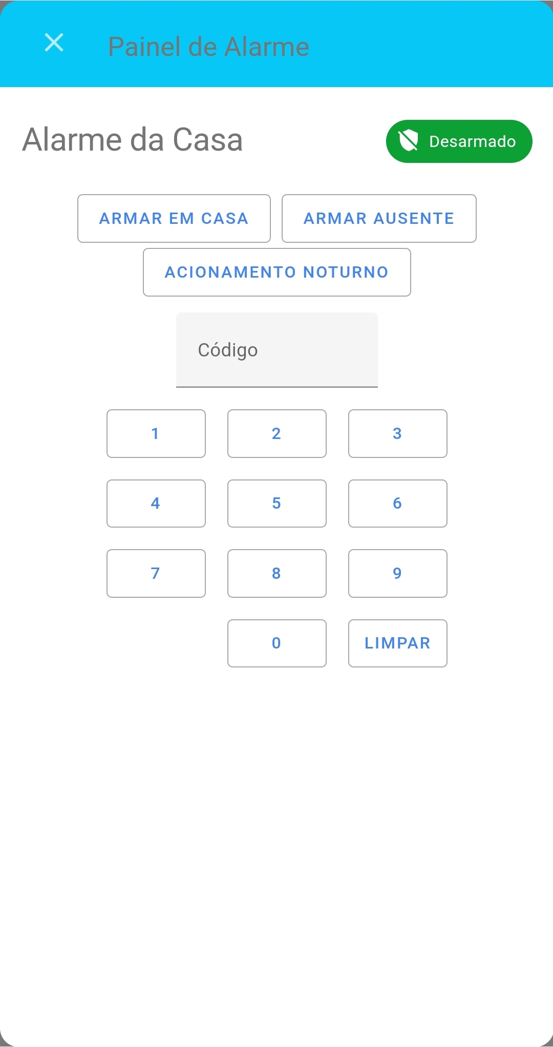 painel de alarme